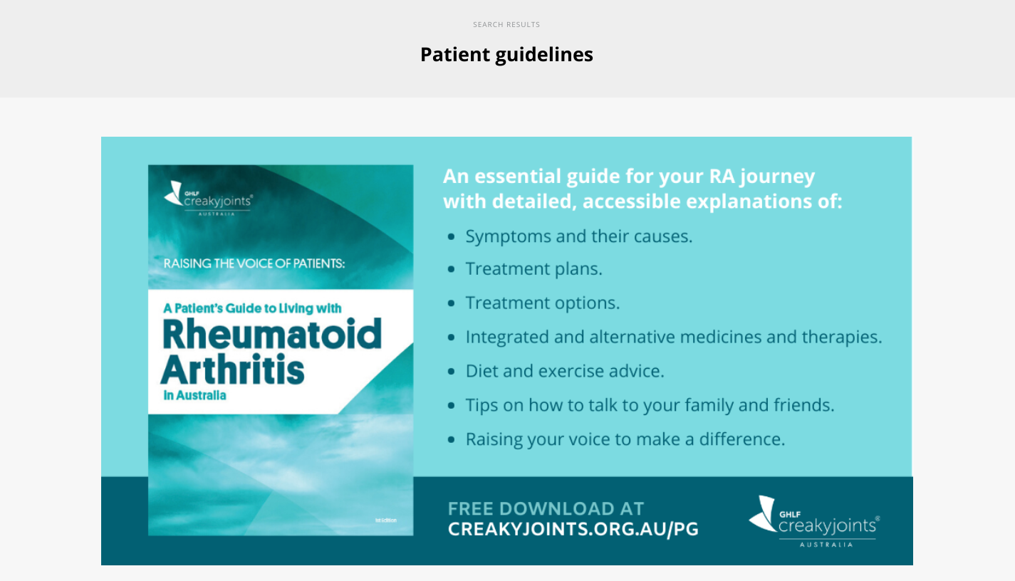 Creaky Joints Patient Guidelines for RA